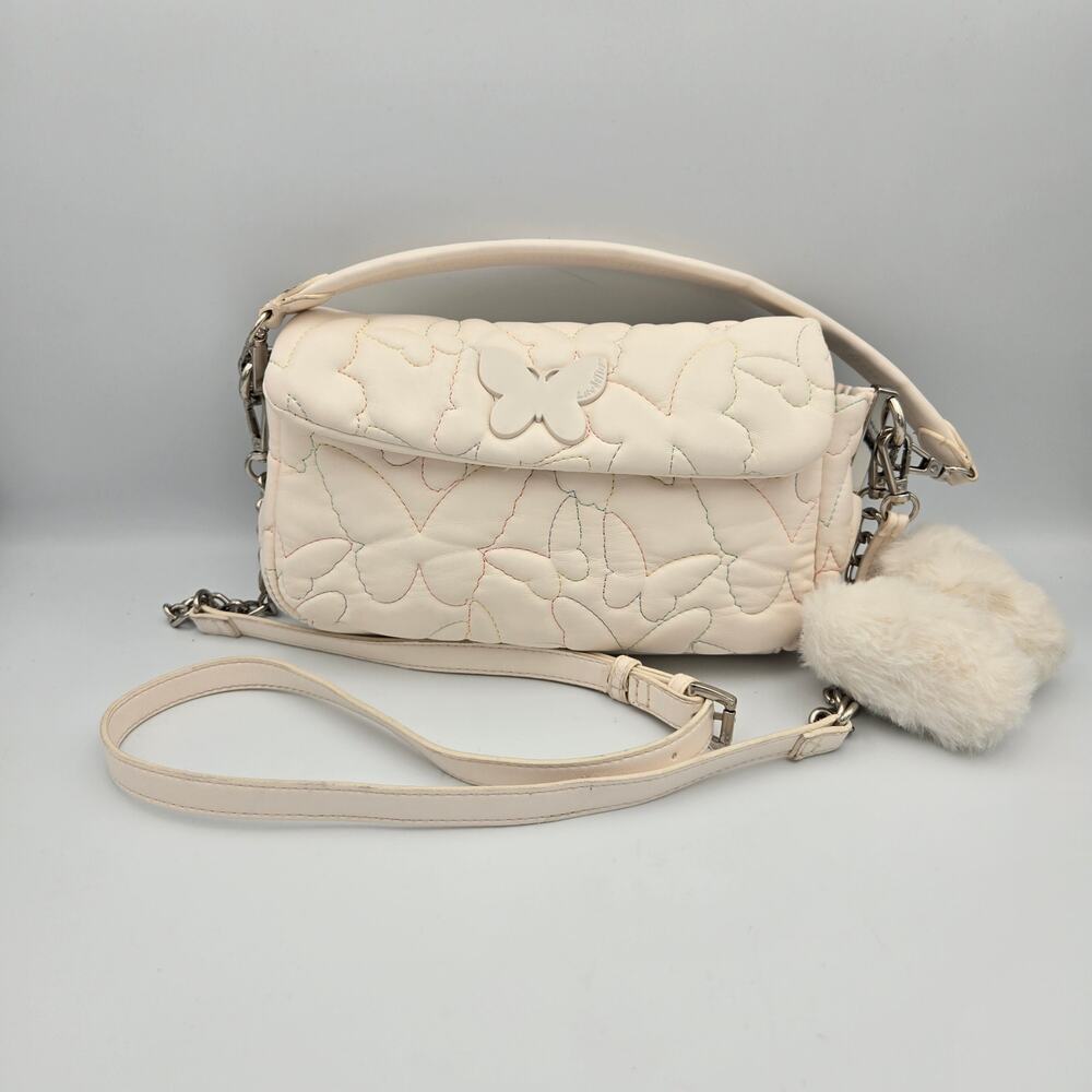 Betsey Johnson Luv Betsey Butterfly Quilted Crossbody Bag Cream Small Cute - Picture 3 of 16